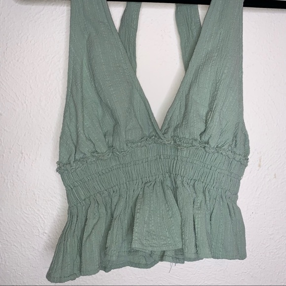 The Impeccable Pig Mint Tie Back Cropped Halter Top Size Small - Picture 5 of 9